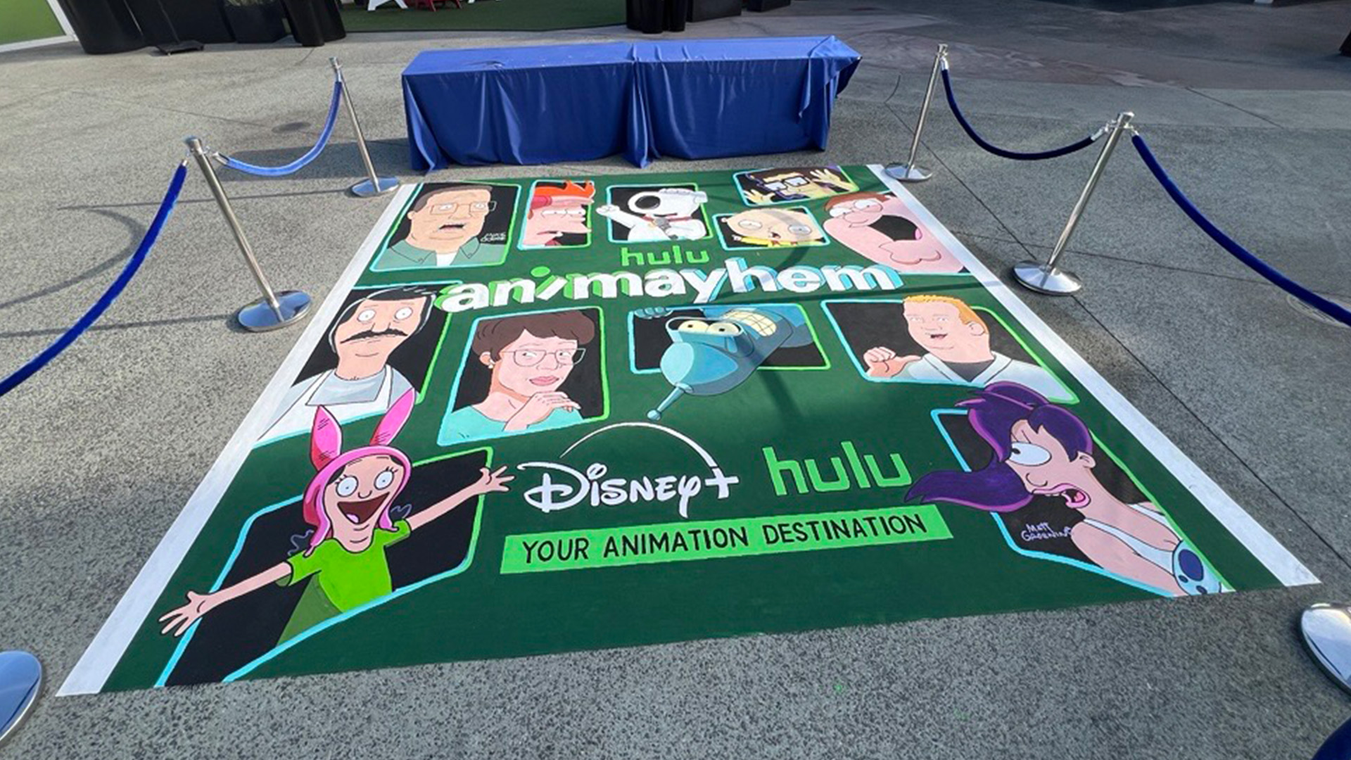 A custom chalk art installation for Hulu Animayhem is seen in Anaheim, Calif. on Sunday, Aug. 16, 2026.