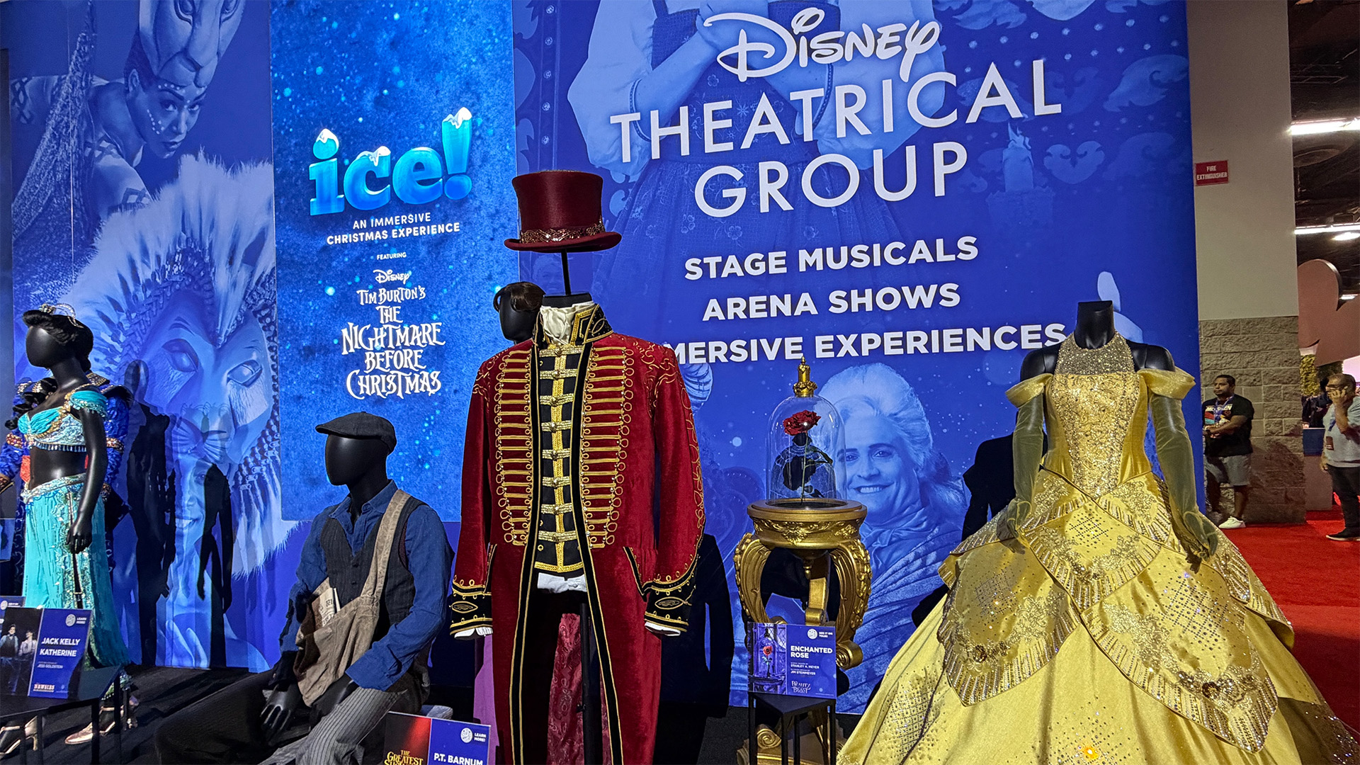 Costumes provided by the Disney Theatrical Group are seen at D23 in Anaheim, Calif. on Sunday, Aug. 16, 2026.