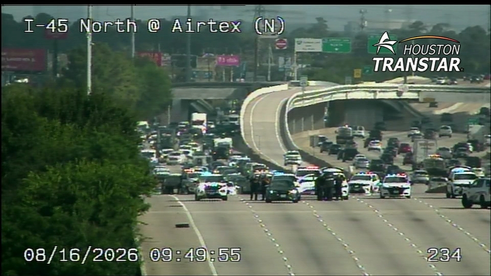 Traffic cameras show deputies take person into custody on North Freeway after apparent chase