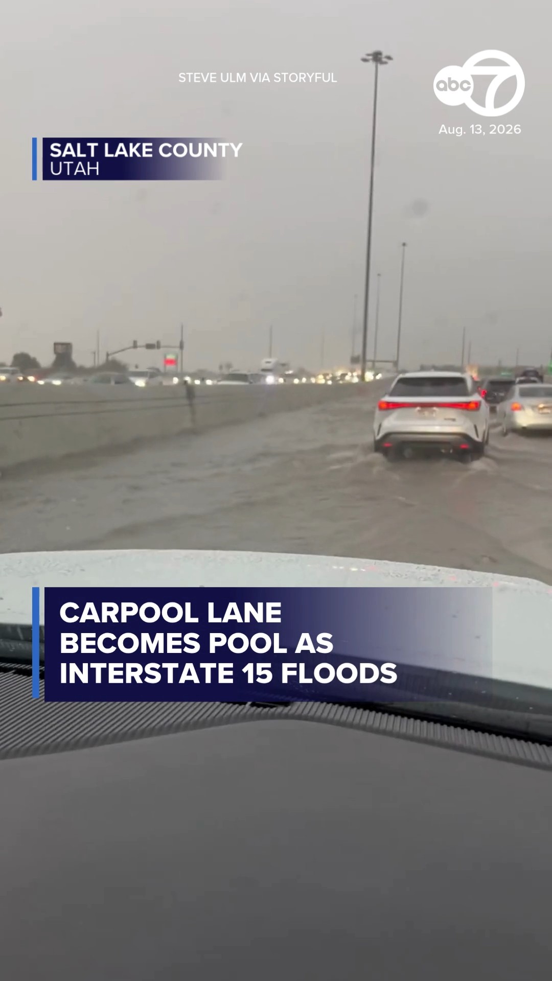 Carpool Lane Becomes Pool as I-15 Floods in Utah