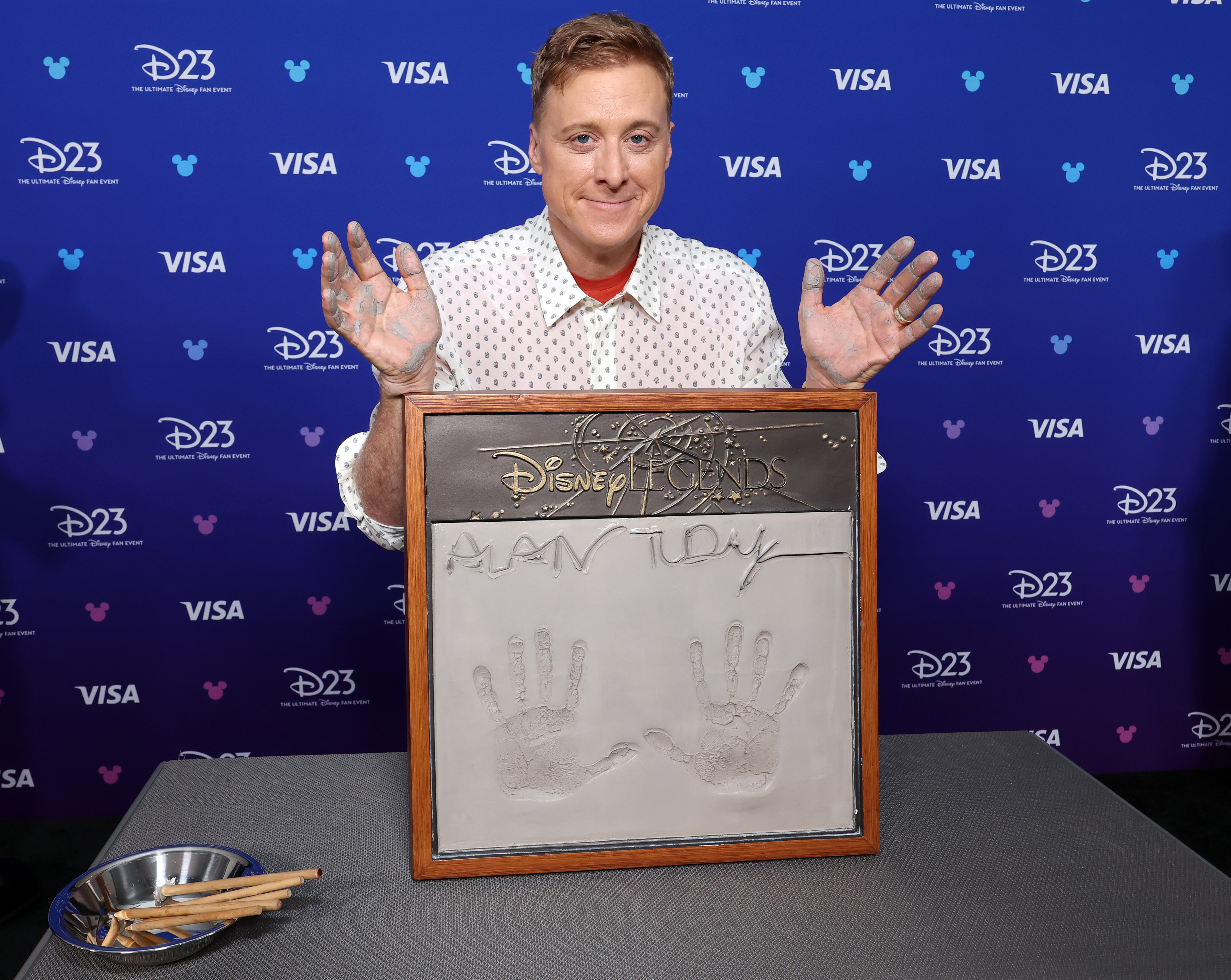 Alan Tudyk get his handprints done at D23 on August 16, 2026 in Anaheim, California.