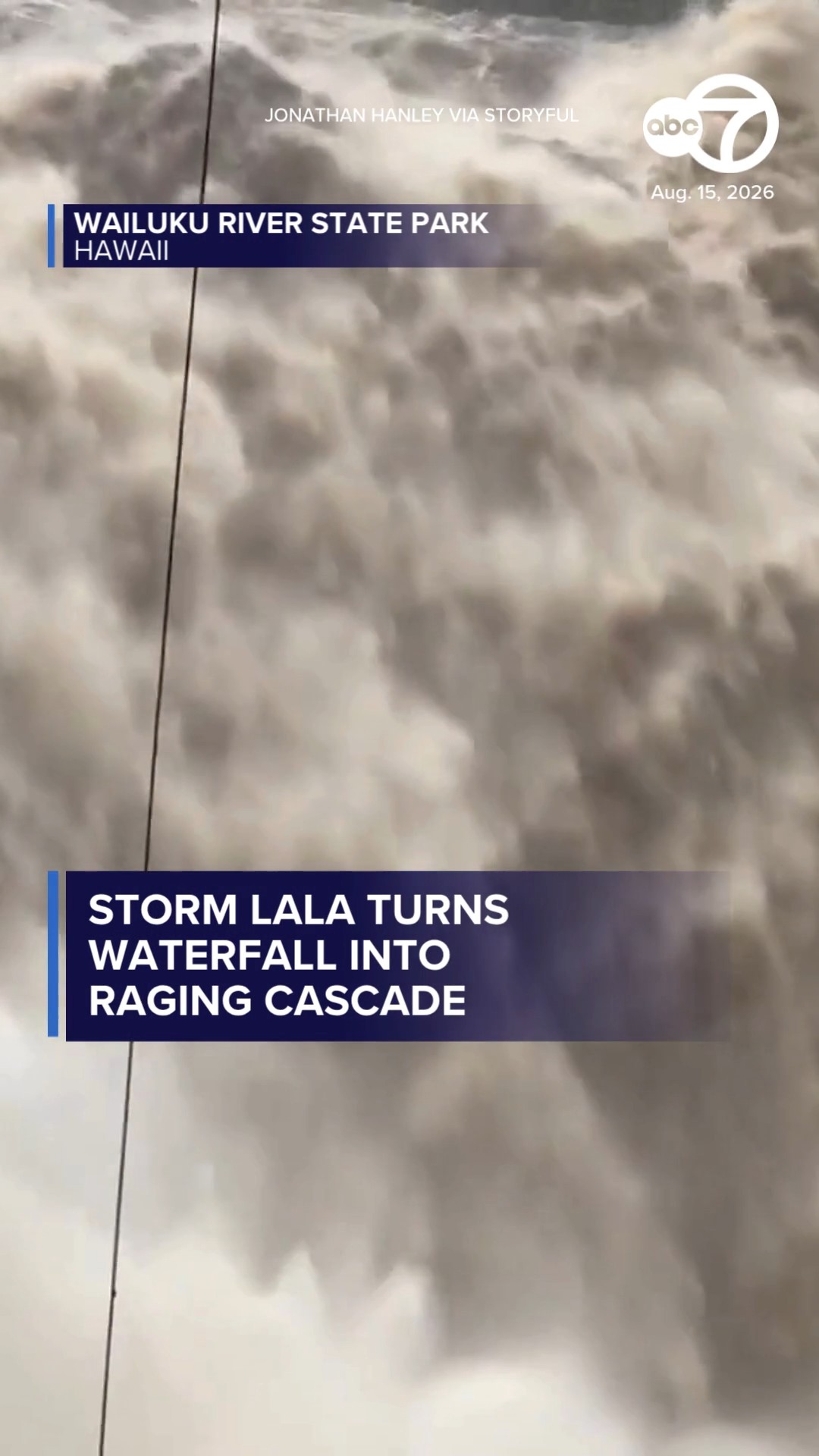 Storm Lala turns waterfall into raging cascade