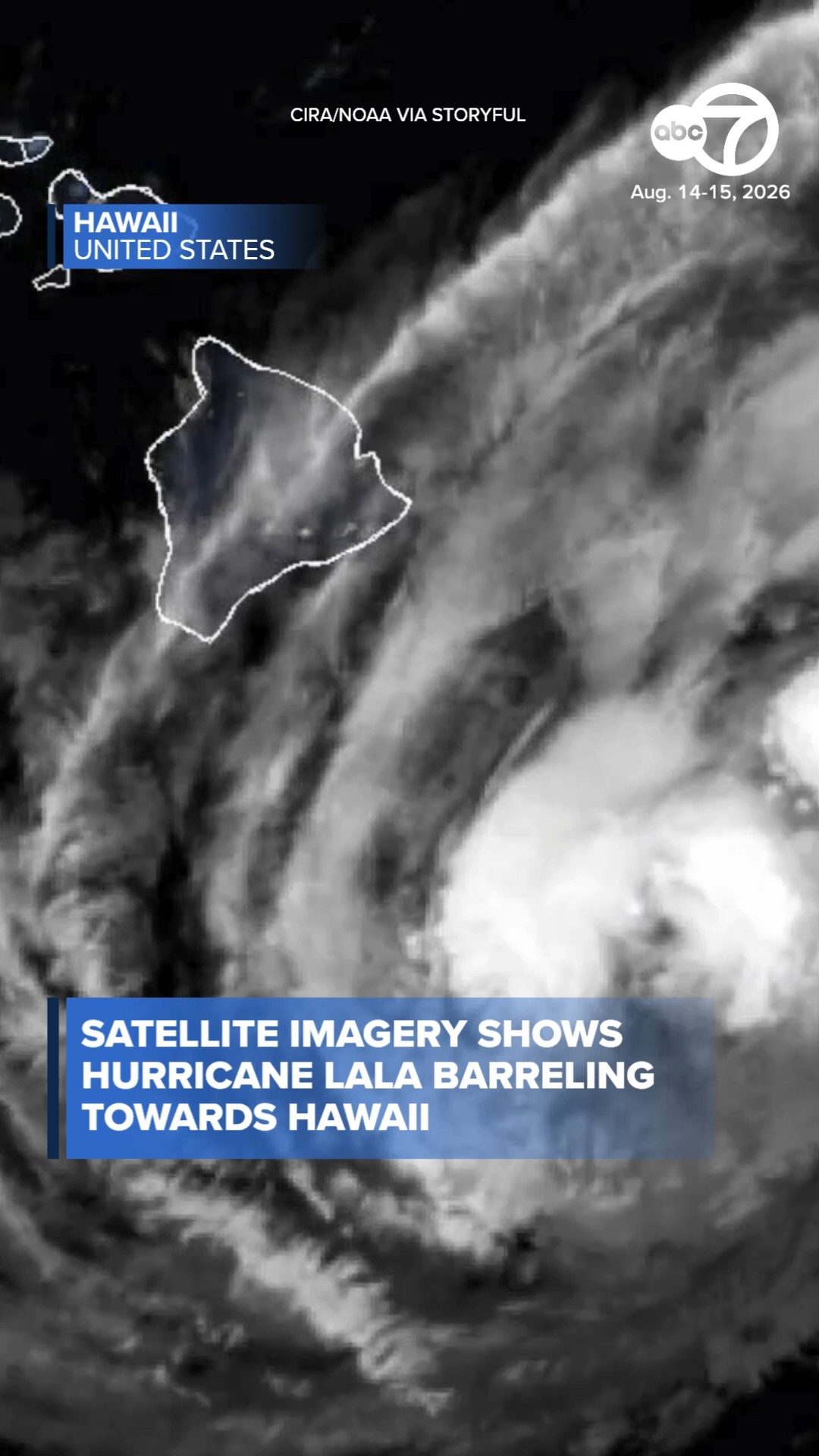 Satellite imagery shows Hurricane Lala heading for Hawaii