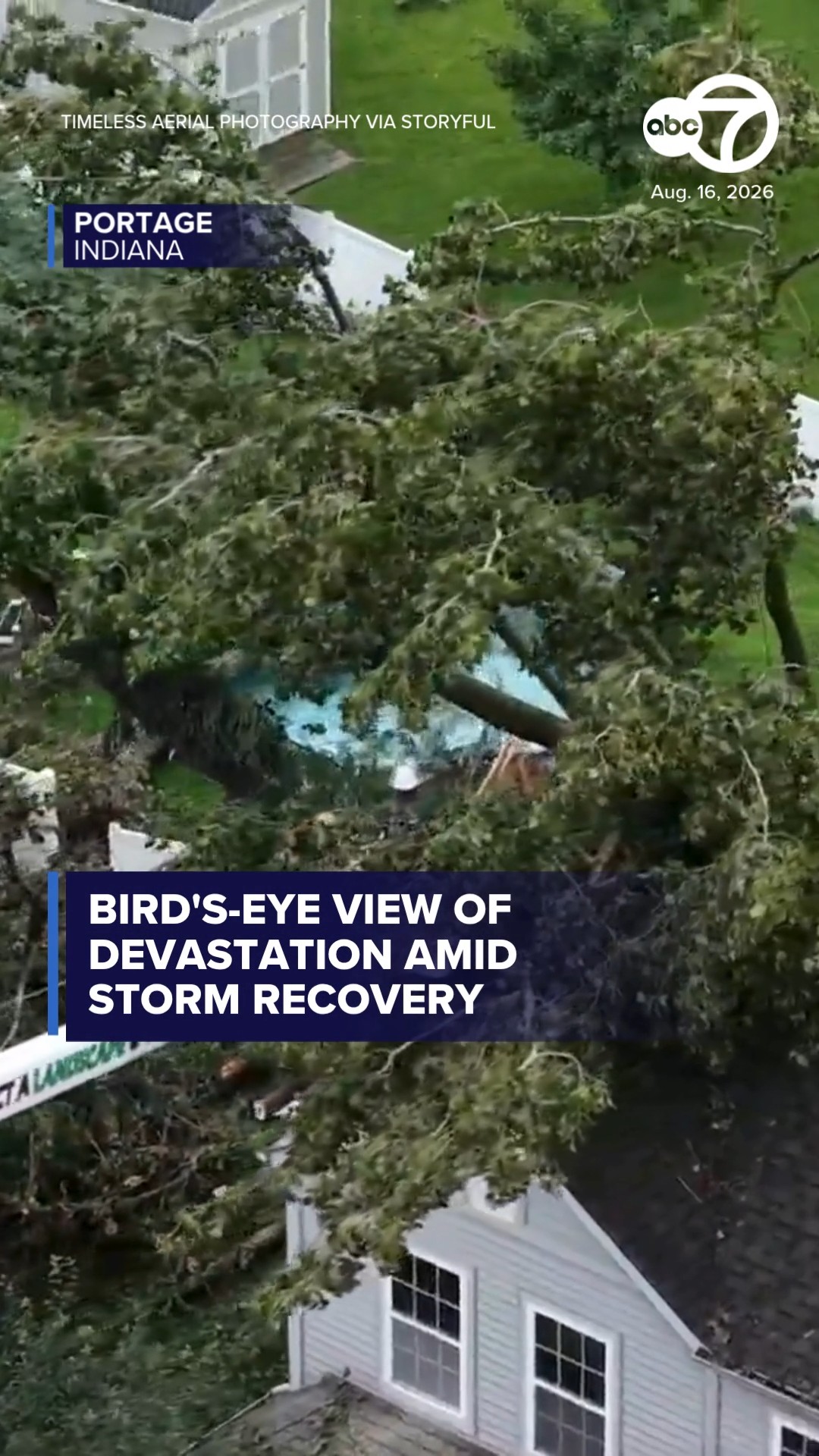 Bird's-Eye View of Devastation After Storm Ravaged Portage, Indiana