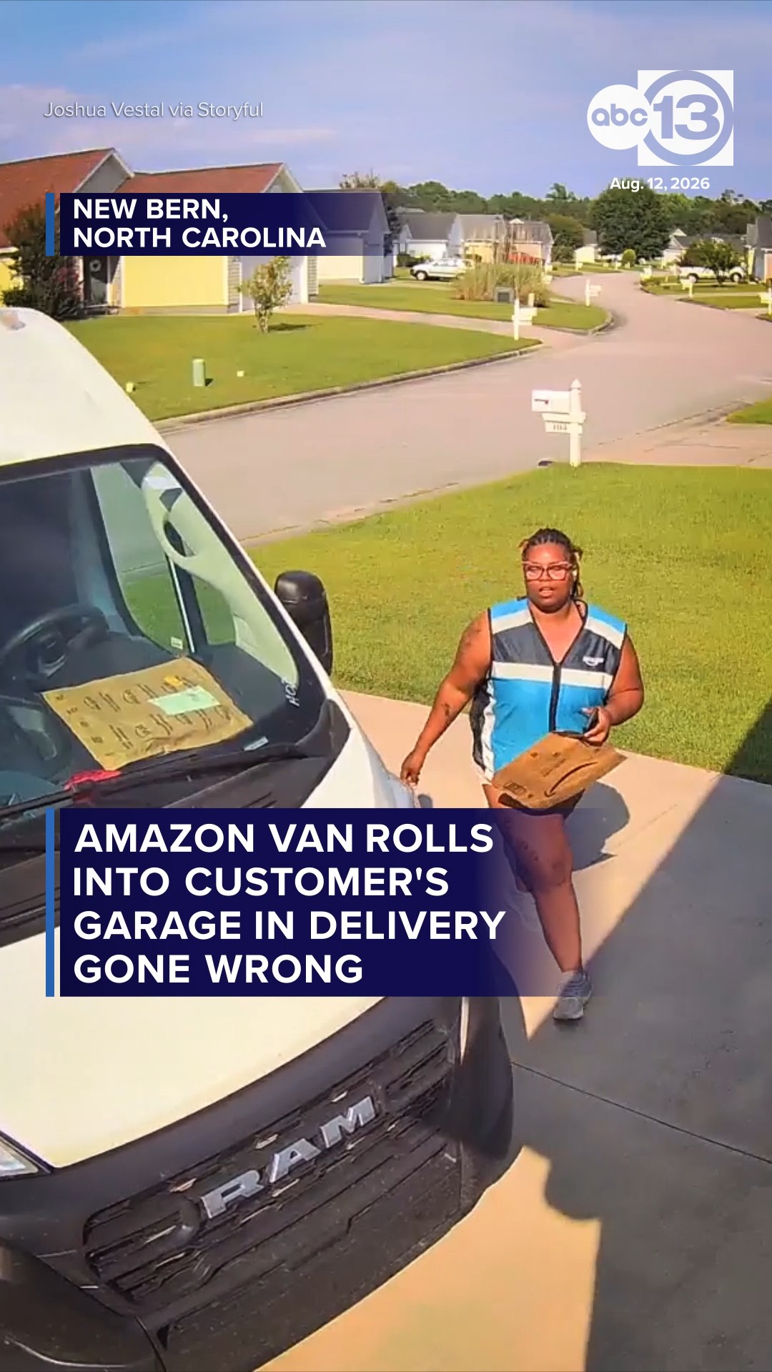 Amazon van rolls into customer's garage in delivery gone wrong