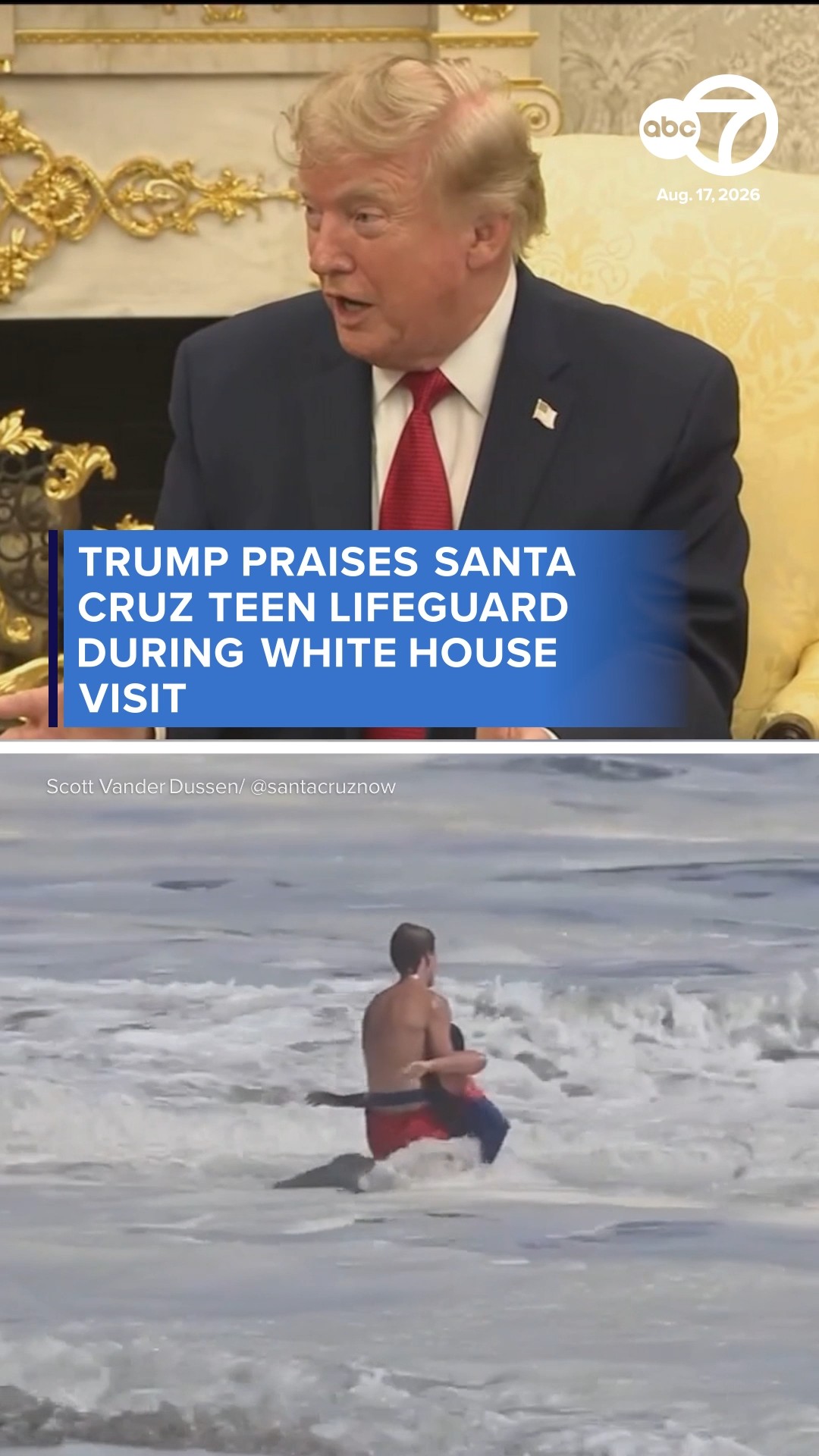 Heroic lifeguard who saved child recognized by Trump at White House