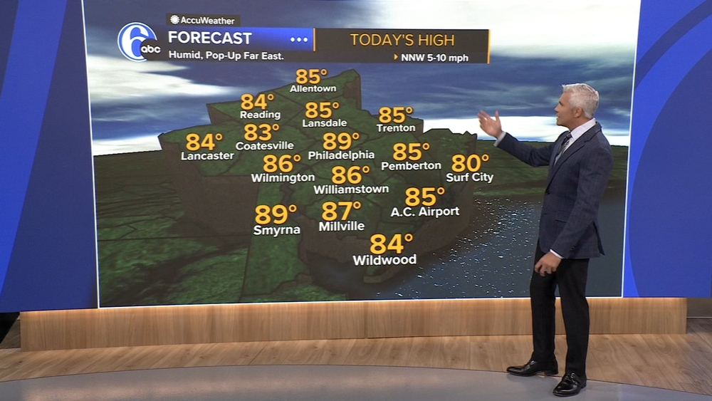 AccuWeather: Humid and cloudy with temps near 90