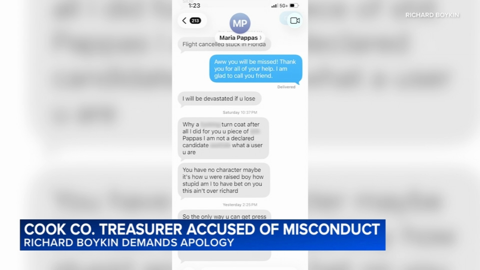 Ex-Cook County commissioner accuses Treasurer Maria Pappas of intimidation in complaint over texts