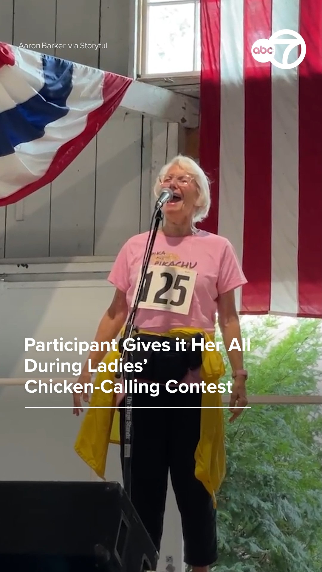 Participant Gives it Her All During Ladies' Chicken-Calling Contest
