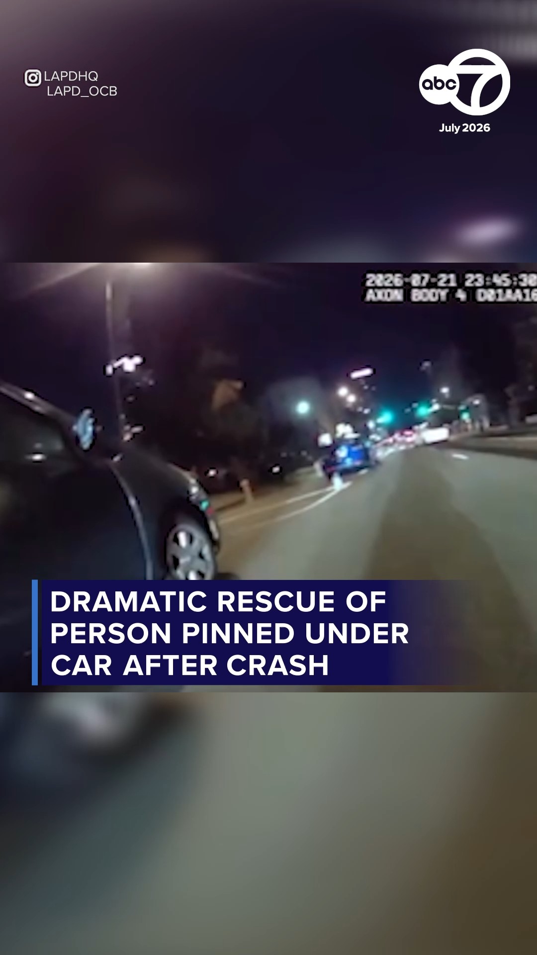 Dramatic rescue of person pinned under car after crash