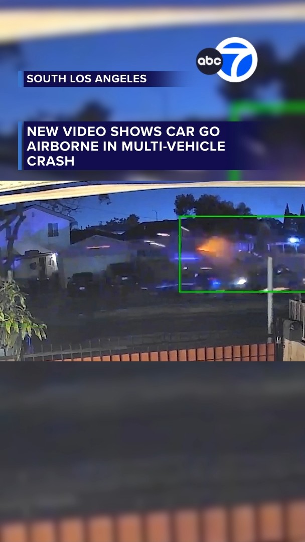 Chase suspect goes airborne in violent South LA crash caught on video