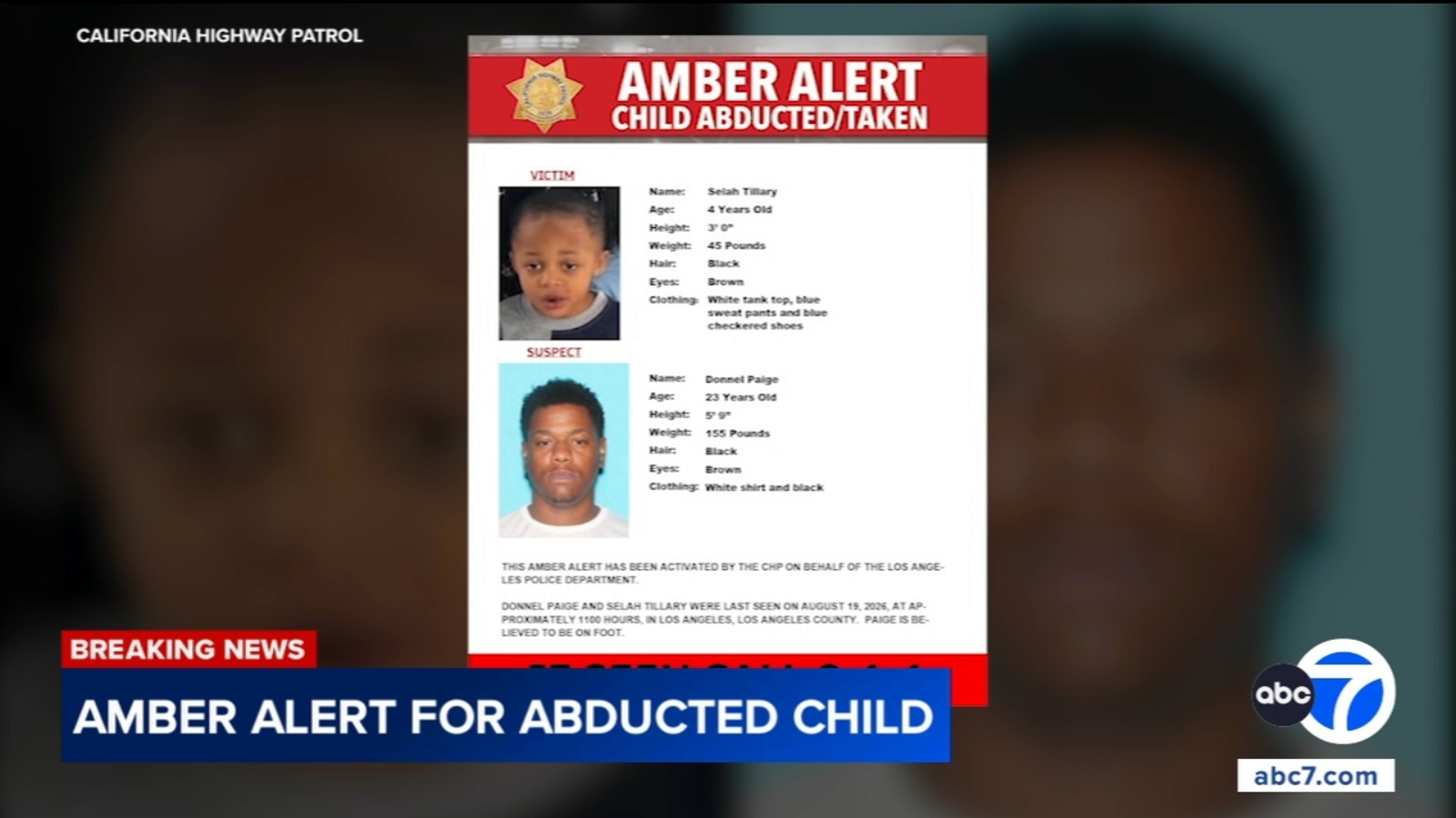 Amber Alert issued for 4-year-old boy last seen in South Los Angeles Amber Alert issued for 4-year-old boy last seen in South Los Angeles