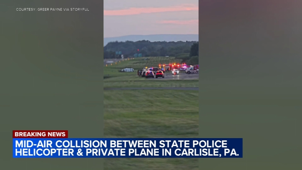 State police helicopter, small plane collide midair in Carlisle, Pa.