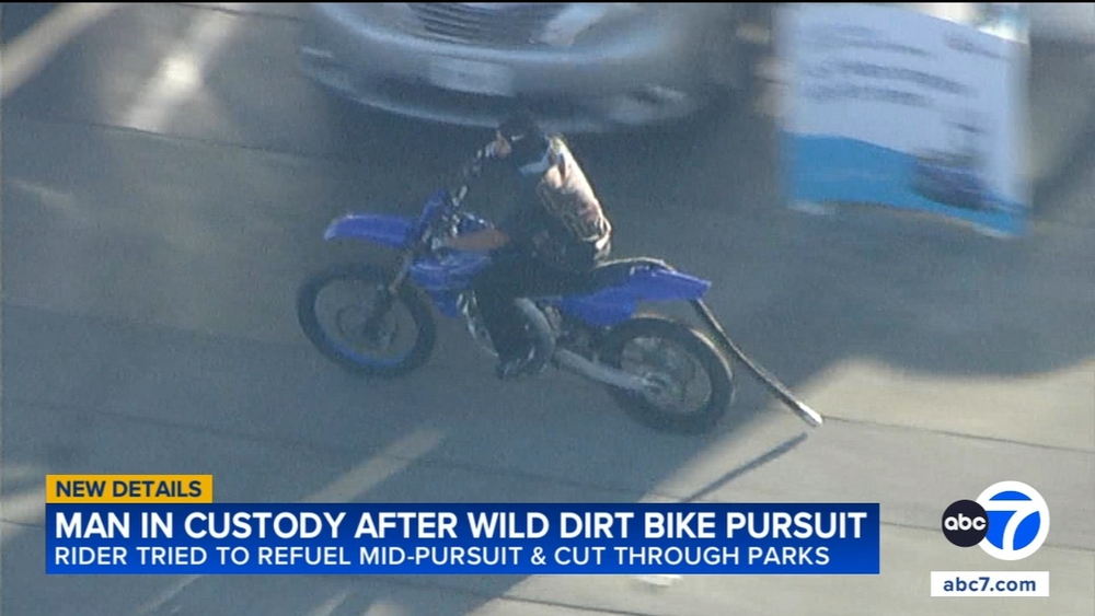 Dirt bike rider cuts through parks, refuels during wild LA chase