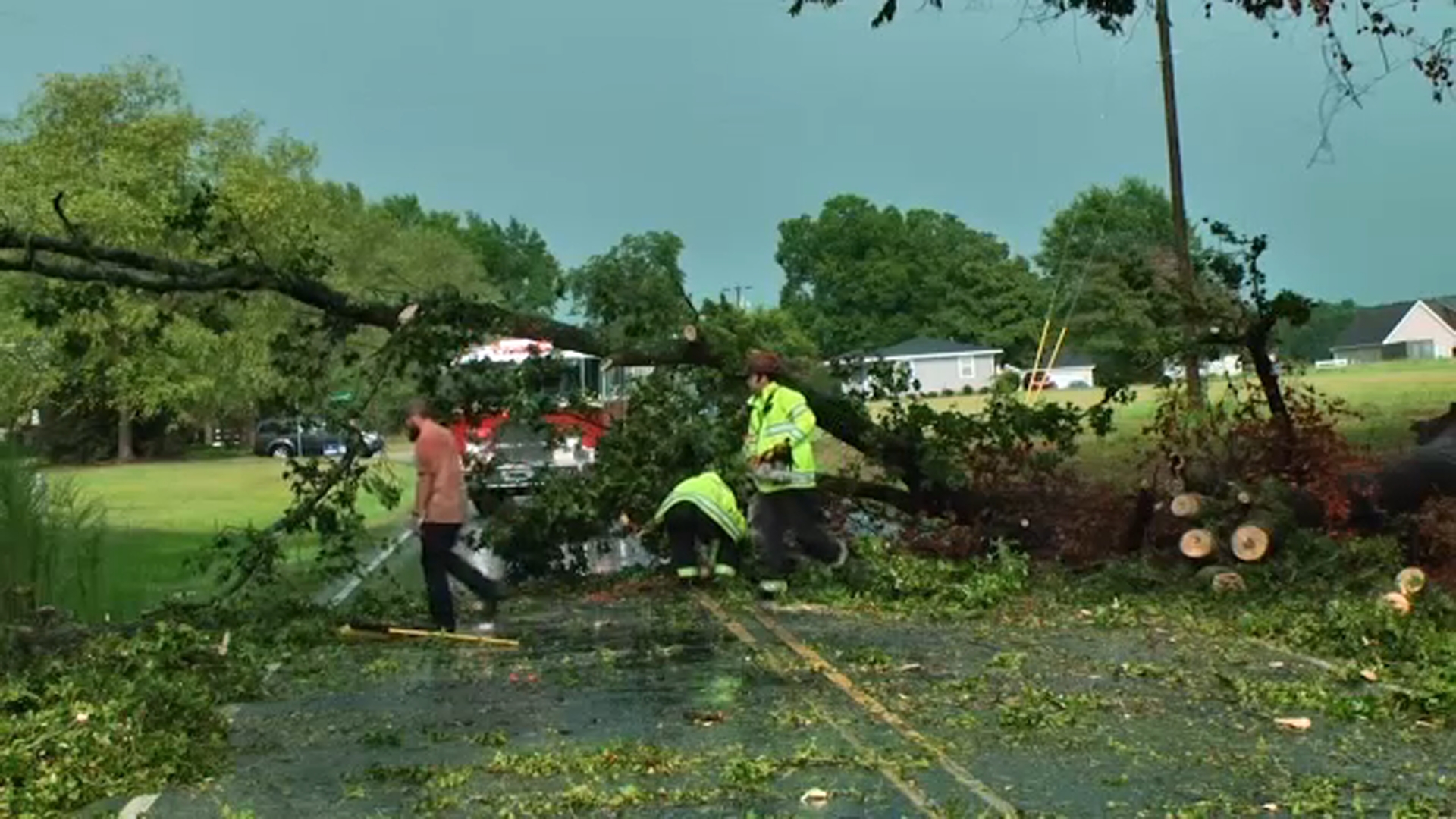 A tree fell across Maxwell Road in the Clement Community of Sampson County.