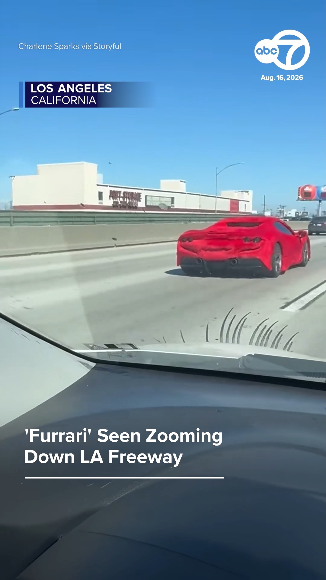 'Furrari' seen zooming down LA freeway