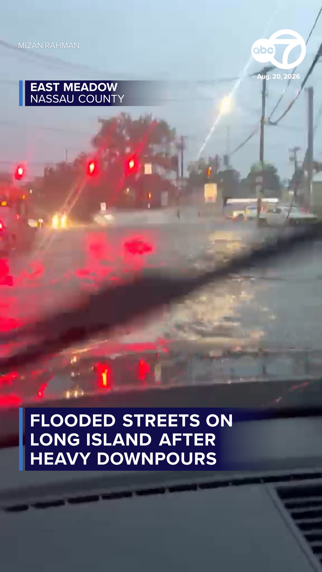 Flooded streets on Long Island after heavy downpours