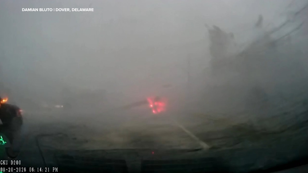 Dashcam captures moment tornado rips roof off building in Dover