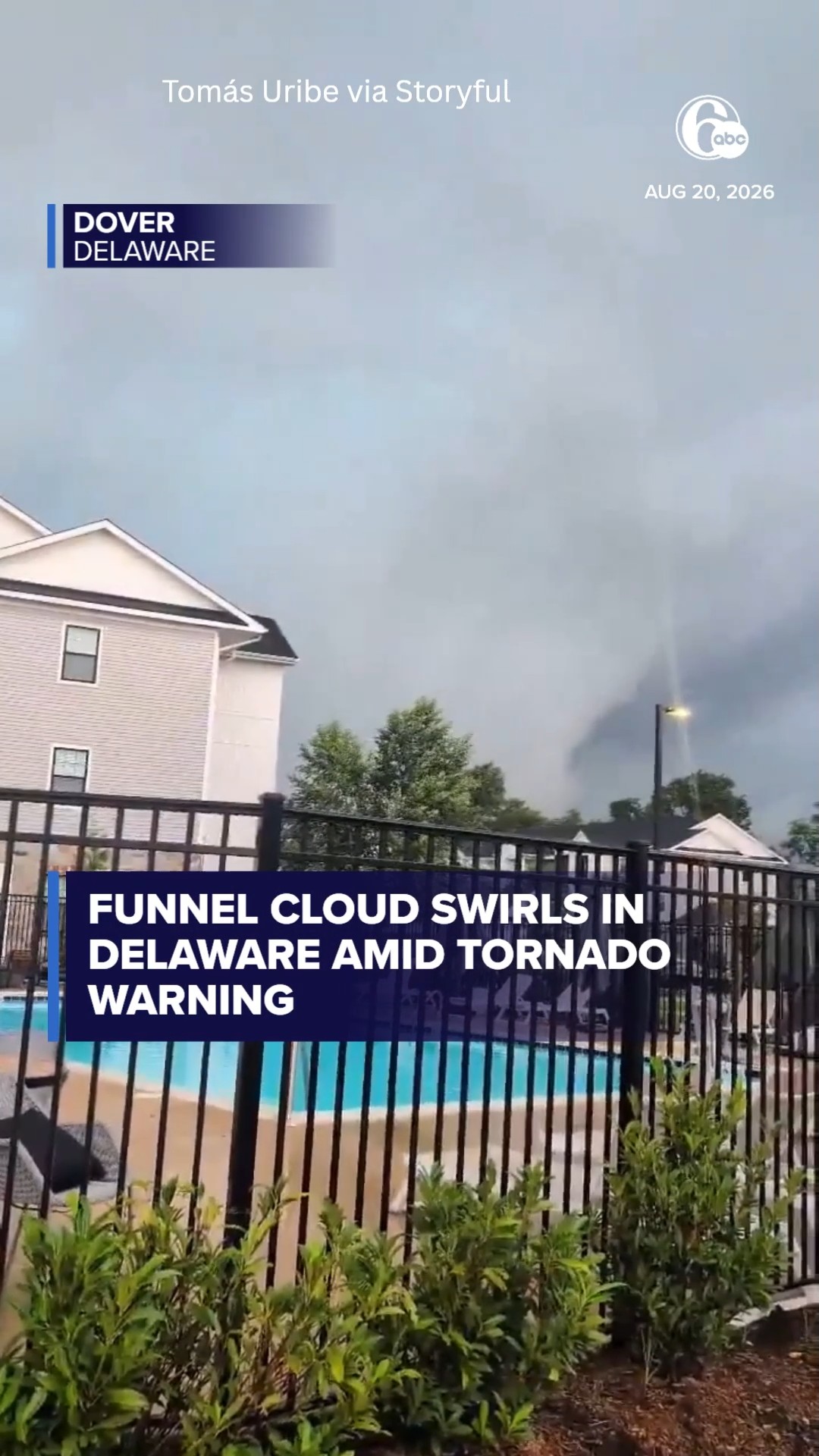 Funnel Cloud Swirls in Delaware Amid Tornado Warning