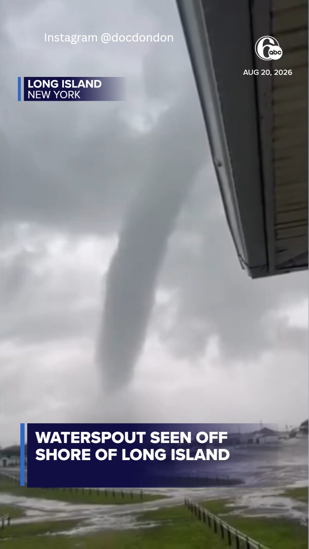 Waterspout seen off shore of Long Island