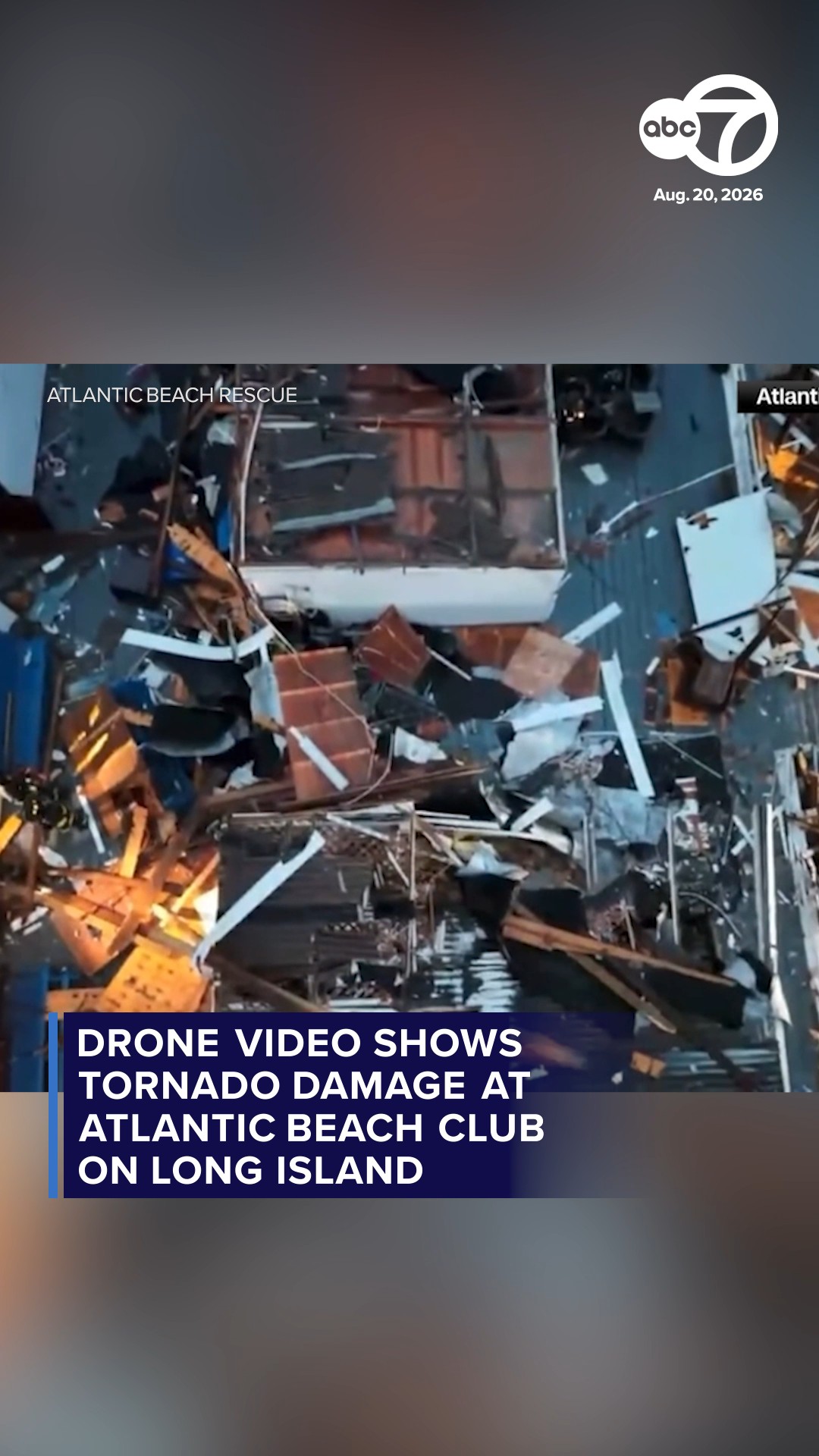 Drone video shows tornado damage at Atlantic Beach Club on Long Island