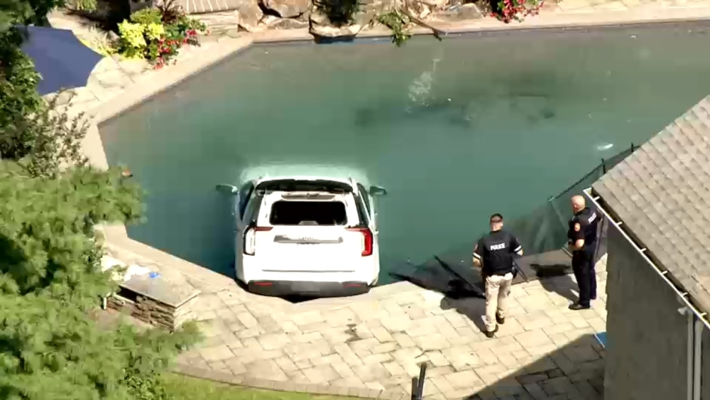 Car crashes into backyard pool