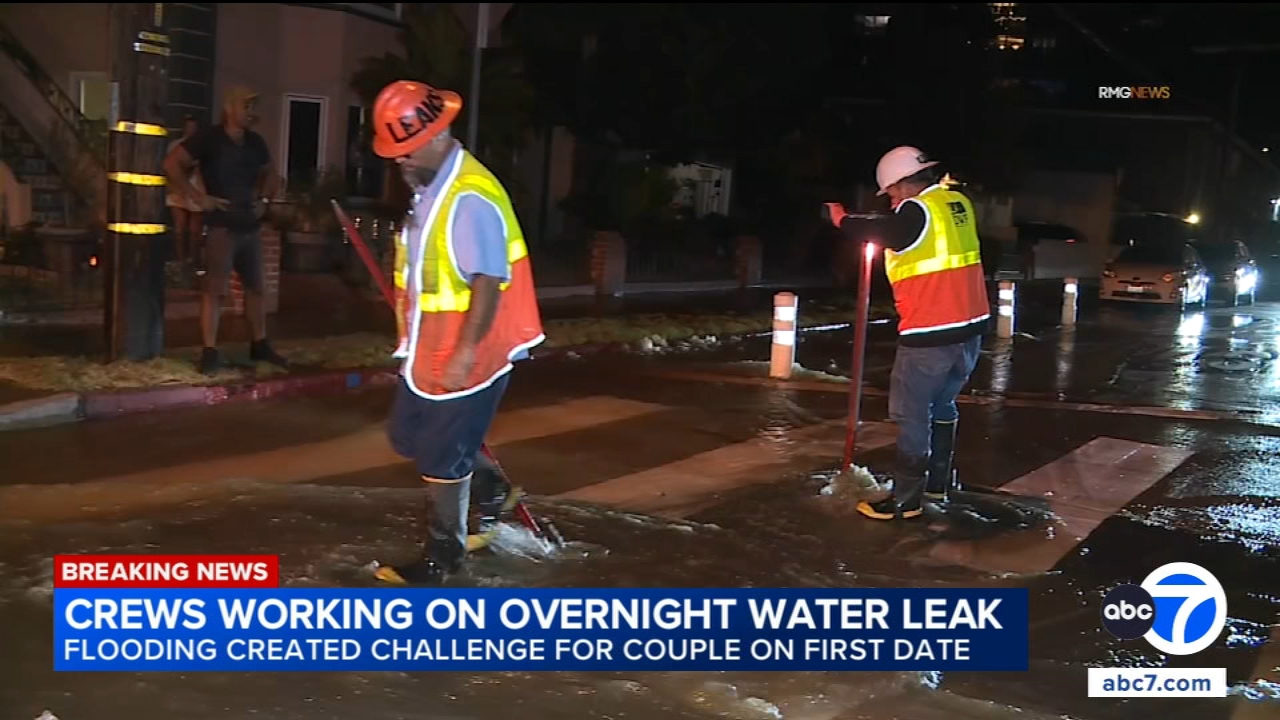 Los Feliz water main break floods streets, disrupts first date