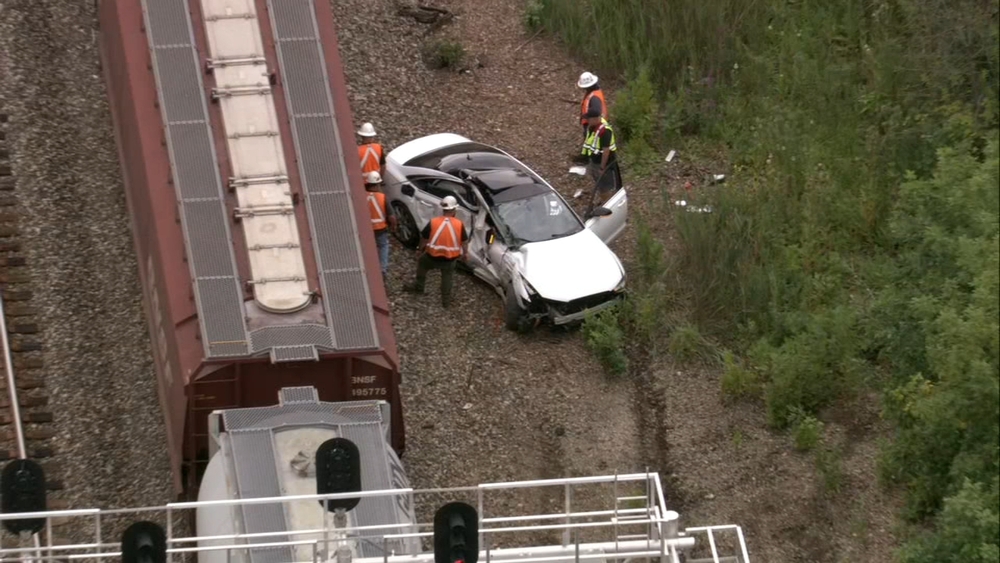 Freight train hits car in Lake Forest, man seriously injured: police