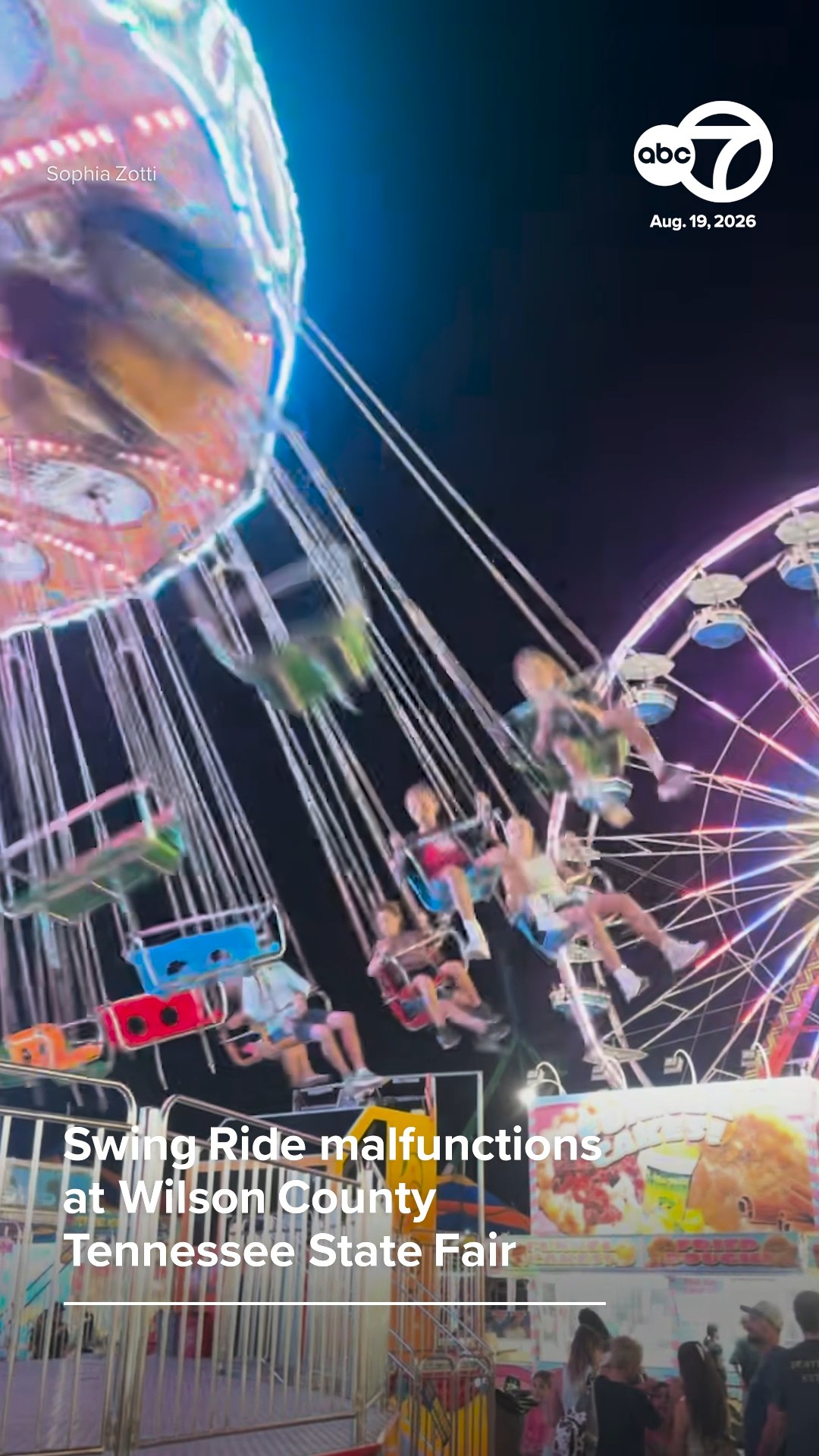 Swing ride malfunctions at Wilson County Tennessee State Fair