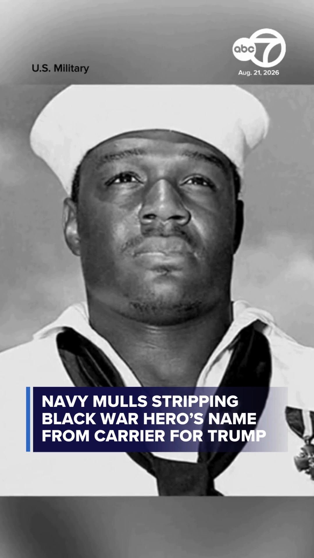 Navy mulls stripping Black war hero’s name from carrier for Trump