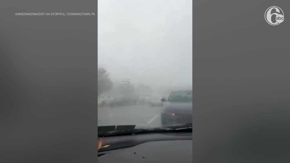 Debris whips through air as powerful storm hits Downingtown 