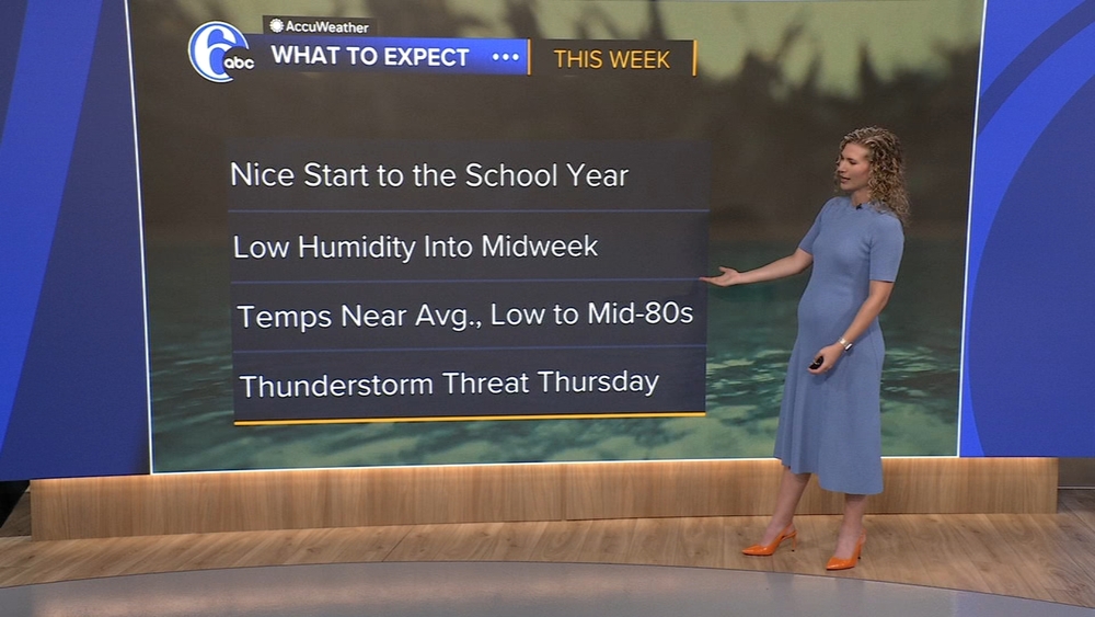 Meteorologist Payton Domschke with the AccuWeather forecast during Action News at 7 a.m. on August