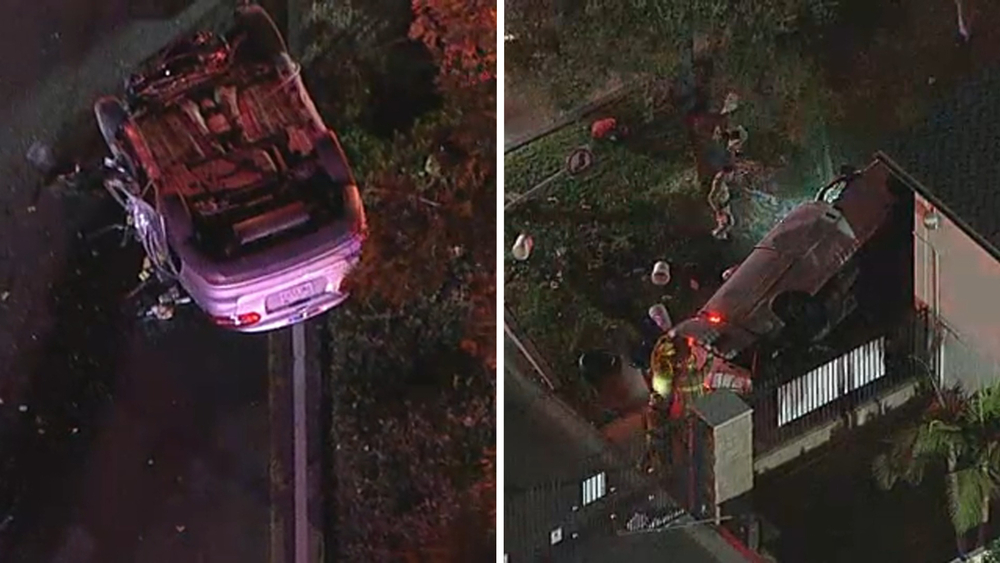 9 people hurt in violent rollover crash in Whittier, deputies say