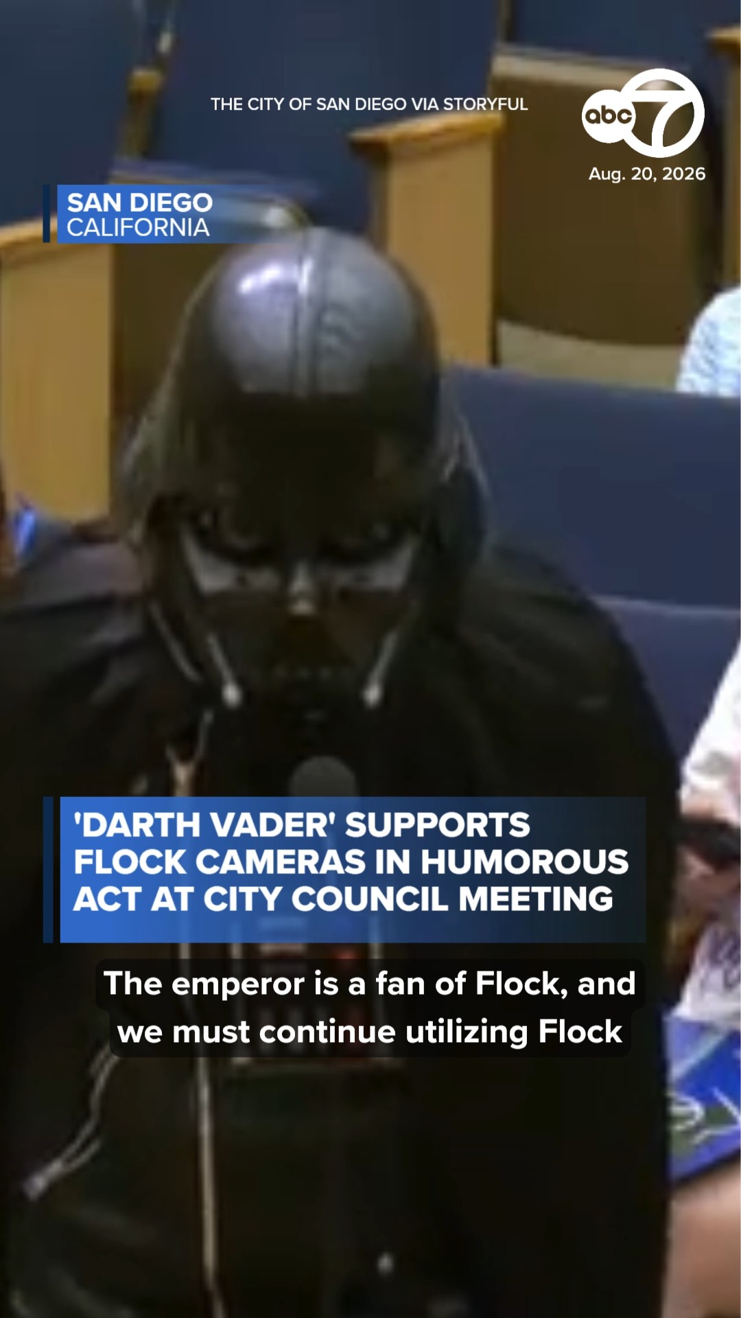 'Darth Vader' voices enthusiastic support for Flock cameras.