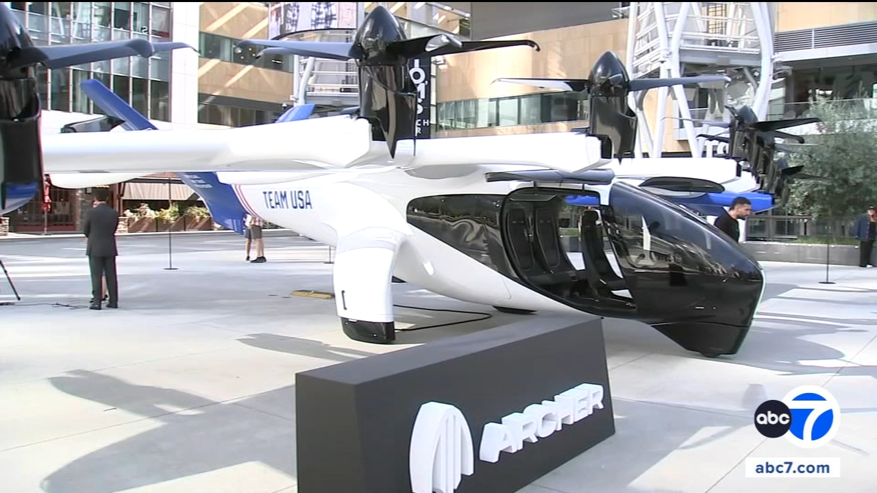 Air taxi unveiled at LA Live, site of planned vertiport