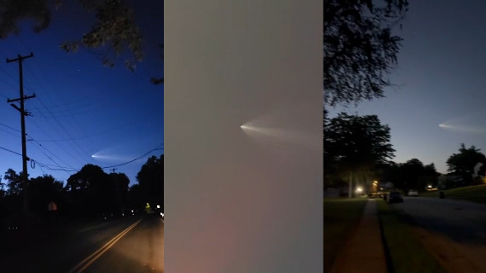 Various views of the SpaceX rocket could be seen streaking through the morning sky in Philadelphia's tri-state area.