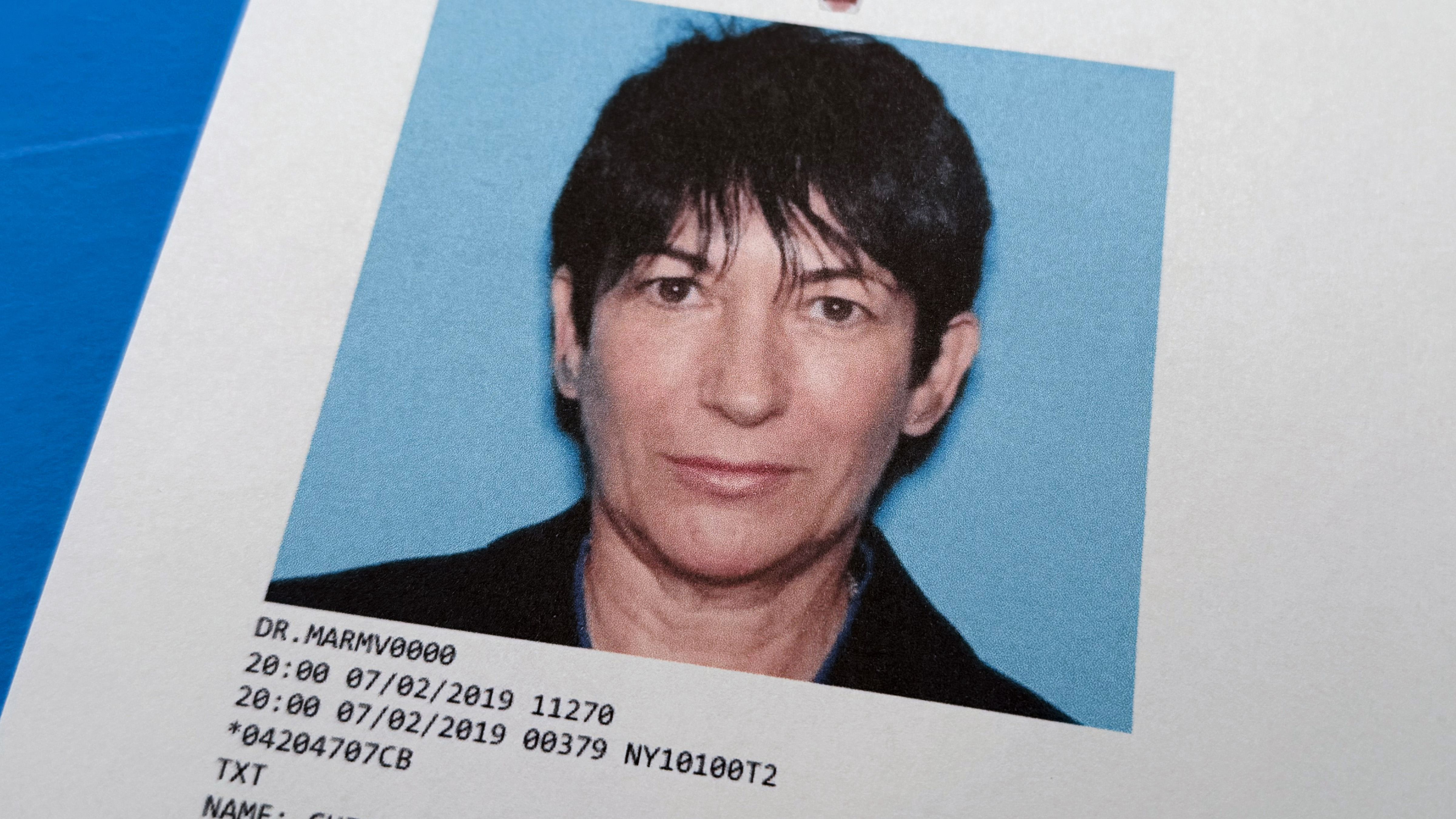 A document that was included in the U.S. Department of Justice release of the Jeffrey Epstein files, photographed Tuesday, Feb. 10, 2026, shows a photo of Ghislaine Maxwell in 2019.