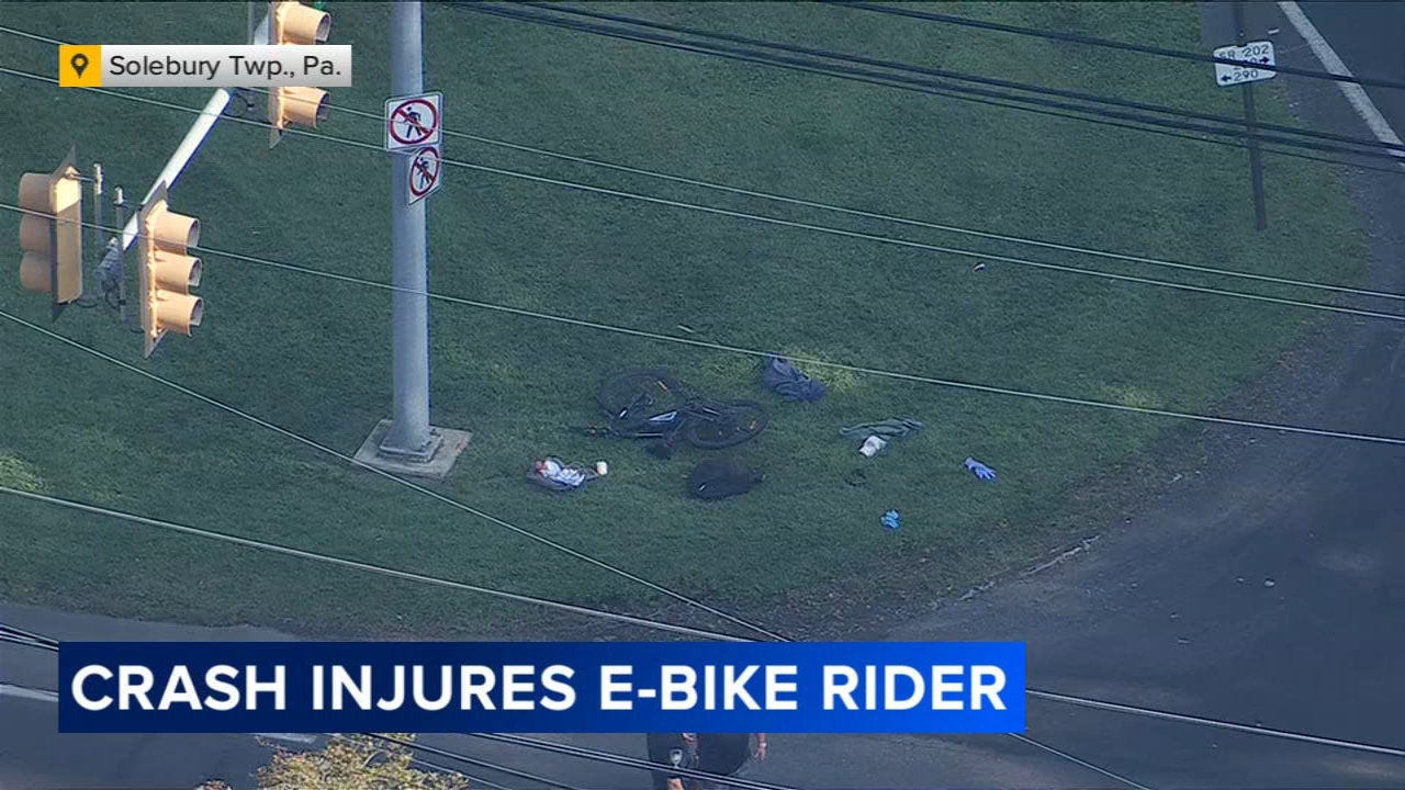 E-bike rider seriously hurt after crash with vehicle in Solebury Twp., Bucks County