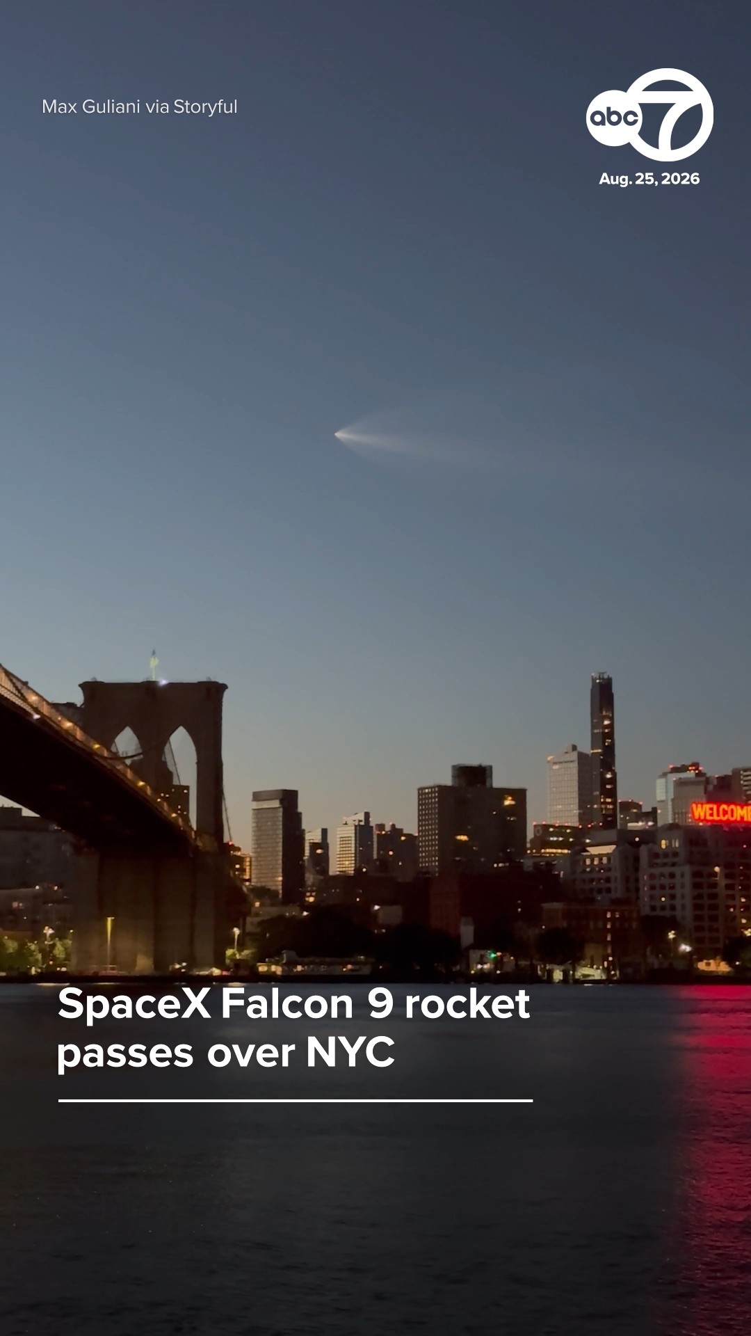 SpaceX Falcon 9 rocket passes over NYC
