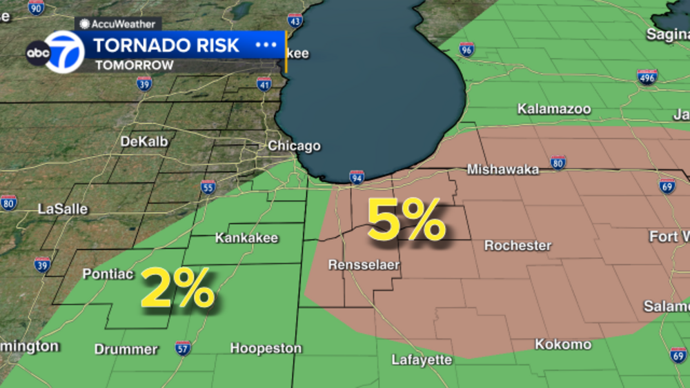 Tornado risk for south suburbs, NW Indiana Wednesday