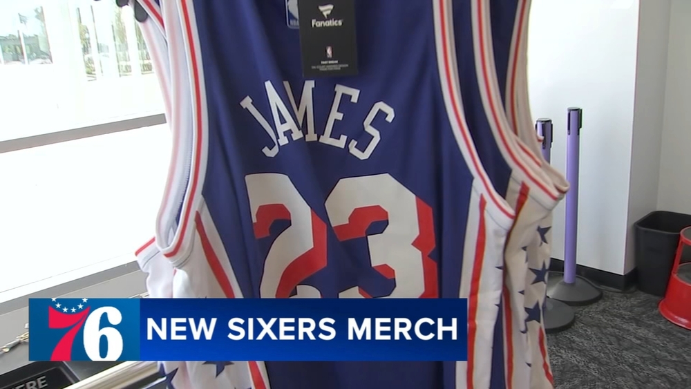 Fans line up for chance to buy LeBron James 76ers jerseys 