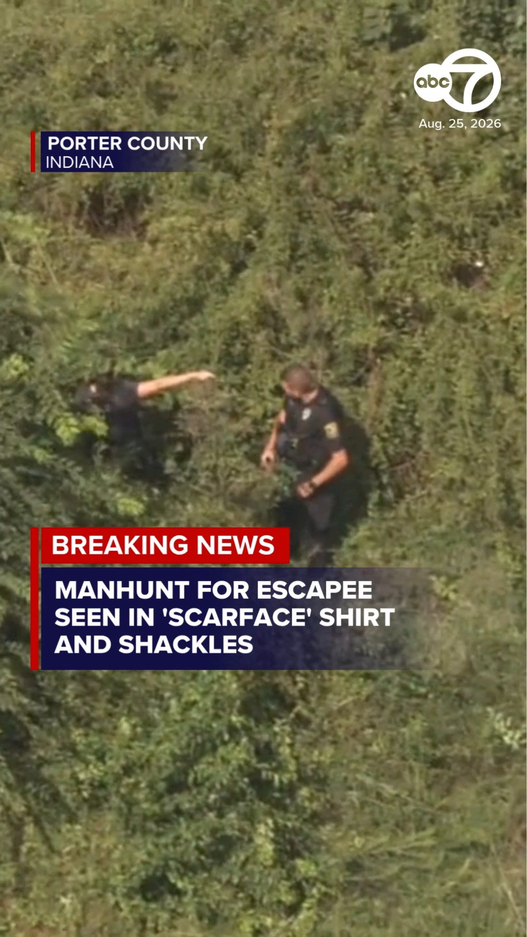 Manhunt underway for escapee seen in 'Scarface' shirt in NW Indiana