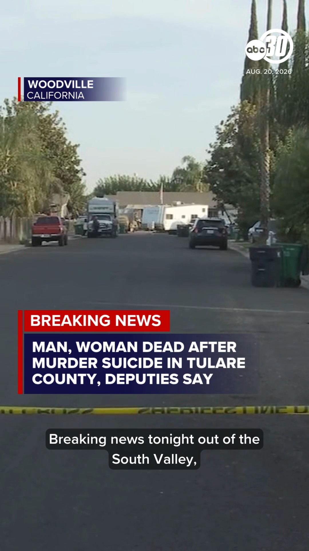 Man, woman dead after murder suicide in Tulare County, deputies say