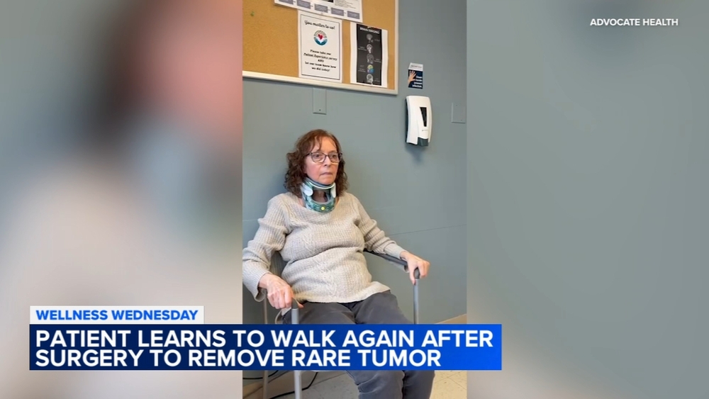 Woman learns to walk again after rare tumor