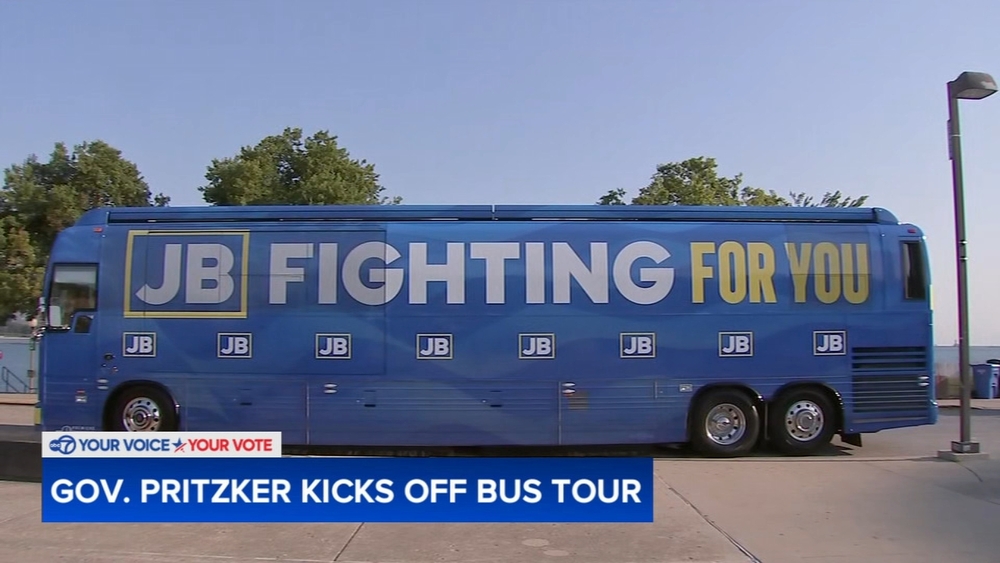 Pritzker kicks off statewide bus tour as part of reelection campaign