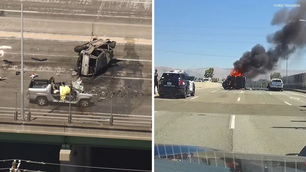 At least 1 killed in possible wrong-way fiery Santa Clara collision