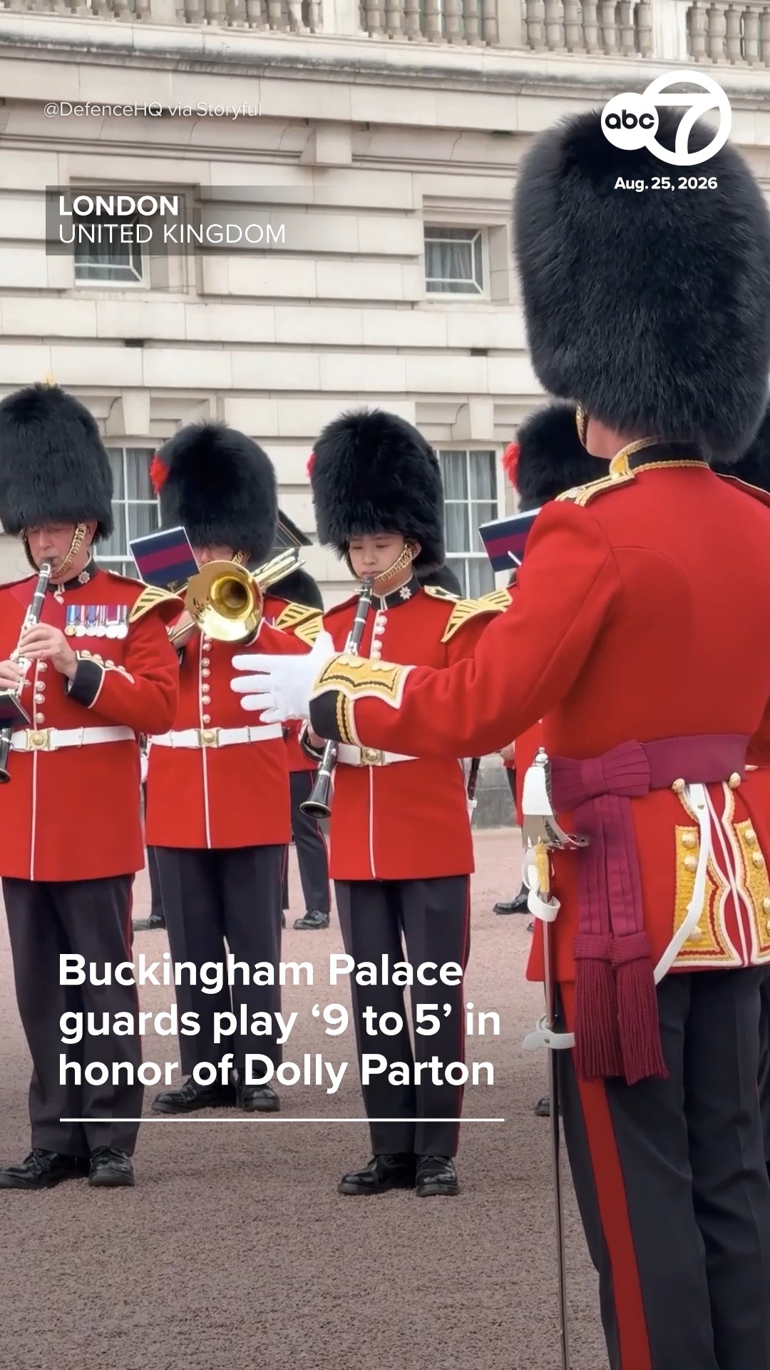 Buckingham Palace guards play "9 to 5" in honor of Dolly Parton
