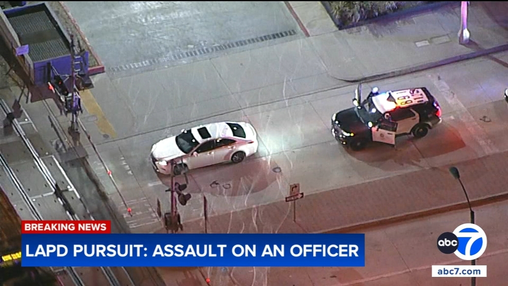 Assault suspect drives on shredded tire during lengthy LAPD chase