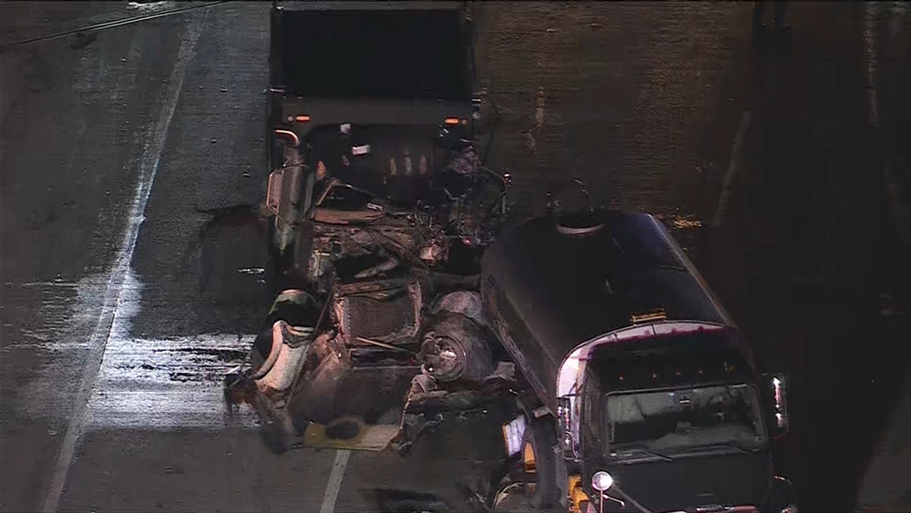 Chopper 6 over crash on Northeast Extension of PA Turnpike