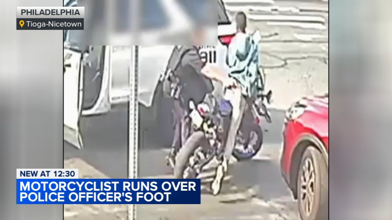 Motorcyclist sought for running over police officer's foot in Philadelphia's Tioga-Nicetown section